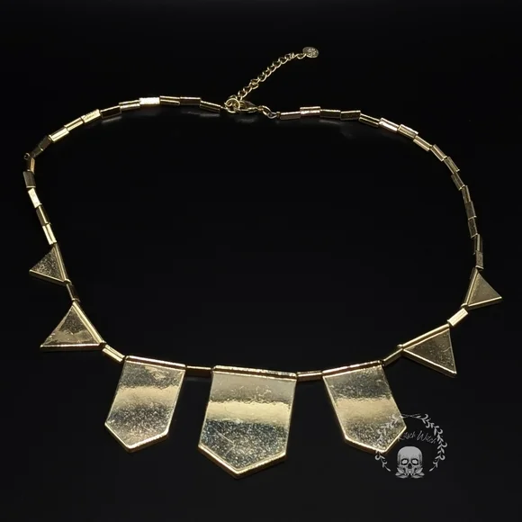 HOUSE OF HARLOW 1960 Gold & Cream Textured Geometric Leather Station Necklace - Picture 5 of 6